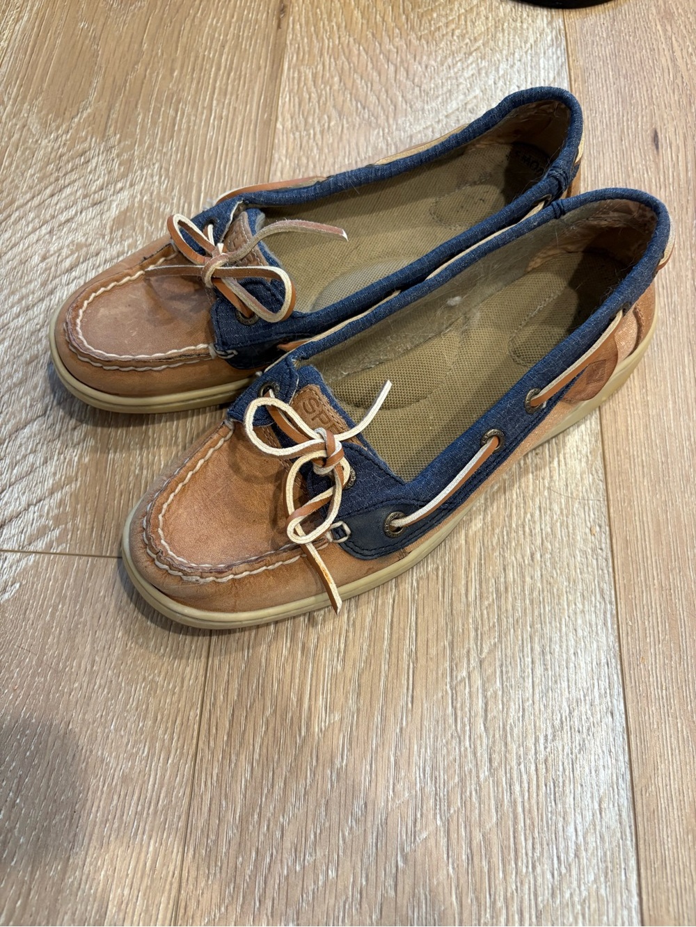 Sperry Brown Leather and Navy Canvas Women's Boat Shoes